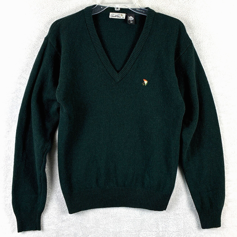 VTG Arnold Palmer Sweater Men M Green 100% Lambswool Preppy Classic Golf Masters